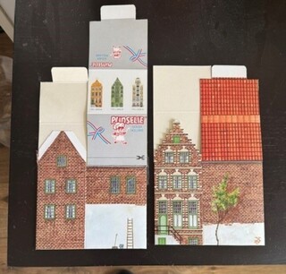 4x Kartonnen grachten huisjes Punsypack, bouwjaar 1991